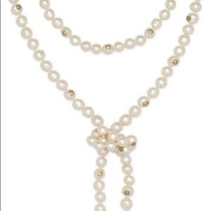 Gucci Tie Logo Pearl Necklace New